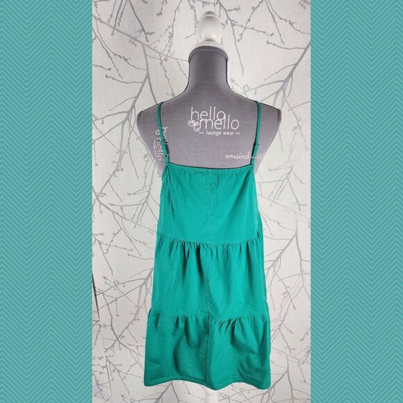 ASOS Green 100% Cotton Strappy Tiered Flowy Mini Dress - Picture 3 of 4